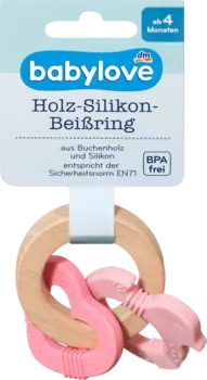 Деревянное силиконовое кольцо для прорезывания зубов птица/розовый 1 шт. 1 шт. babylove