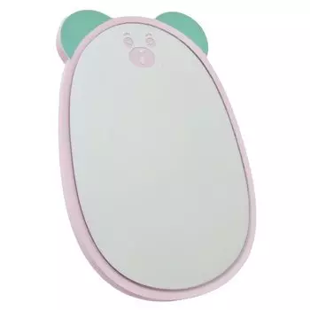 Деревянное зеркало на ножках, стоячий мишка., myHomelife, розовый