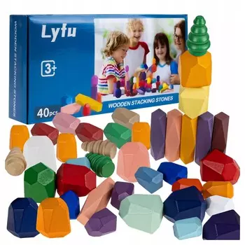 Деревянные блоки камней для детей Монтессори-головоломка с балансирующей башней AIG