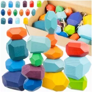 Деревянные блоки Творческая башня Красочные головоломки Галька Игрушка в подарок Iso Trade