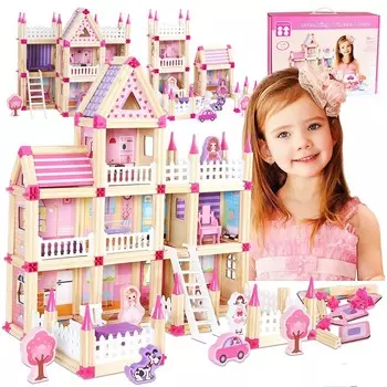 Деревянные конструкторы, Кукольный домик Замок, Фигурки, Город 298 Эл Doris