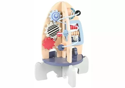Деревянные обучающие бусины-ракеты-шестеренки Lean Toys