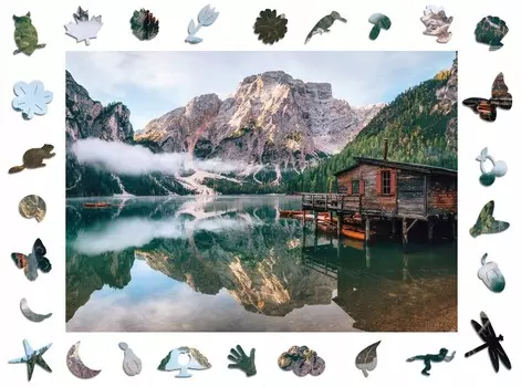 Деревянный 3D-пазл премиум-класса для взрослых Коттедж в горах А3 Пейзаж Большой Adawoo — идеальный подарок на Рождество, День рождения, Именины, День святого Валентина