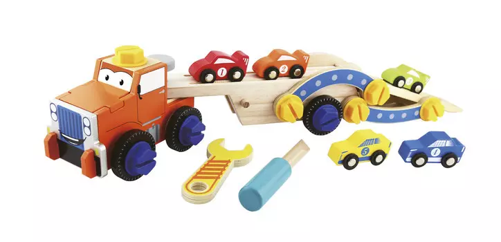Деревянный эвакуатор с машинками – Веселый Ромек Krakpol