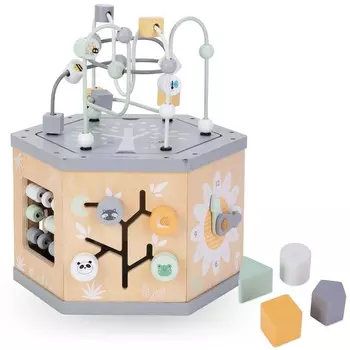 Деревянный интерактивный развивающий кубик 7 в 1 - моторная петля Mamabrum