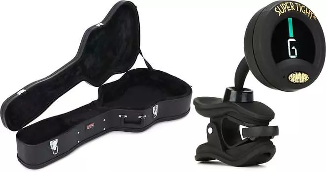 Деревянный кейс Gator Economy - 12-струнный кейс для акустической гитары Dreadnought в комплекте с Snark ST-8 Super Tight Chromatic Tuner Gator + Snark GWE-DREAD 12=1 ST-8=1