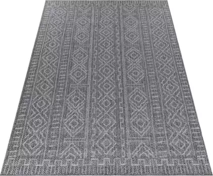 Деревянный ковер "Stockton", прямоугольный, подходит для внутреннего и наружного использования, плоское плетение, имитация сизаля, балкон Timbers 140х200 см, цвет anthrazit