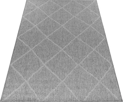 Деревянный ковер "Temecula", прямоугольный, ромбовидный узор, плоское переплетение, имитация сизаля, балкон Timbers 160х230 см, цвет anthrazit