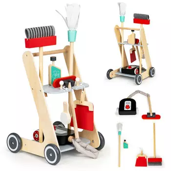 Деревянный набор для чистки Тележка XXL Ecotoys Пылесос Inna marka