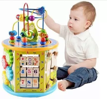 Деревянный обучающий сортировщик кубиков 8 в 1 – Деревянные кубики – Игра «Китайский человечек» – Деревянная коробка Ape Trade