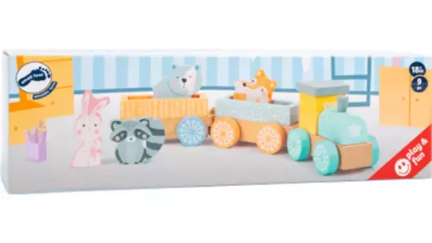 Деревянный паровозик на ножке, пастель