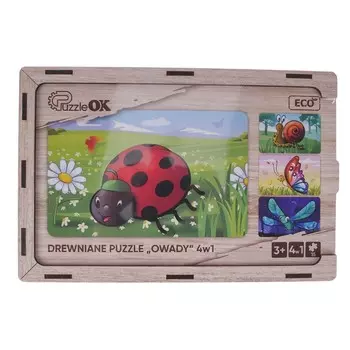 Деревянный пазл 4 в 1 с насекомыми PuzzleOK