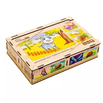 Деревянный пазл для домашних животных 4 в 1 PuzzleOK