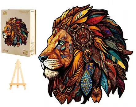 Деревянный Пазл Для Взрослых Большой 300 Деталей Лев В Деревянной Коробке Pasjo24