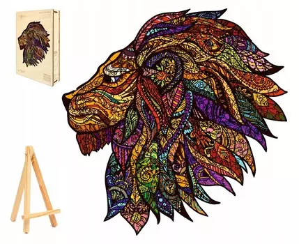 Деревянный Пазл Для Взрослых Большой 300 Деталей Лев В Деревянной Коробке Pasjo24