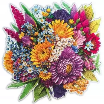 Деревянный пазл для взрослых Красочный цветущий букет цветов Pan i Pani Gadet