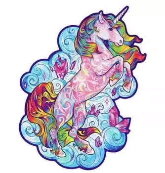 Деревянный пазл для взрослых Красочный единорог Unicorn M Pan i Pani Gadet