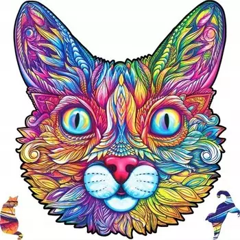 Деревянный пазл для взрослых Красочный кот Pan i Pani Gadet