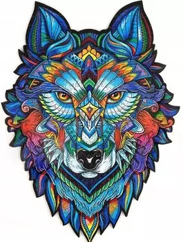 Деревянный пазл для взрослых Красочный волк Pan i Pani Gadet