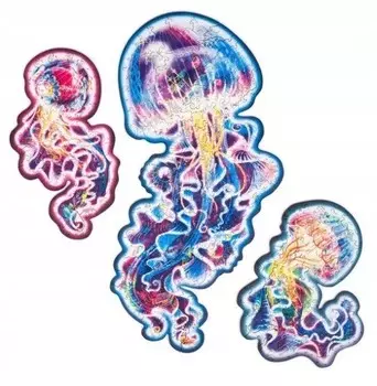 Деревянный пазл для взрослых «Разноцветная медуза S» Pan i Pani Gadet