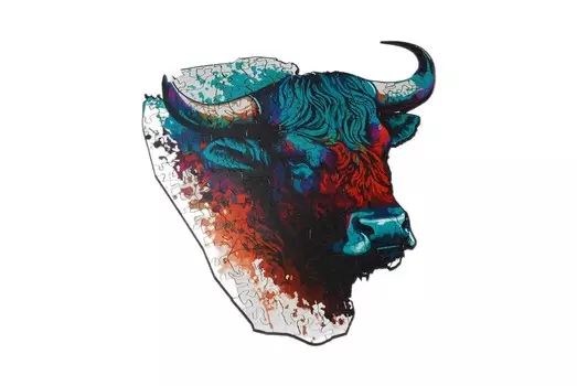 Деревянный пазл Премиум Эко Пазл Бык 163 детали. Размер А3 Drewyan