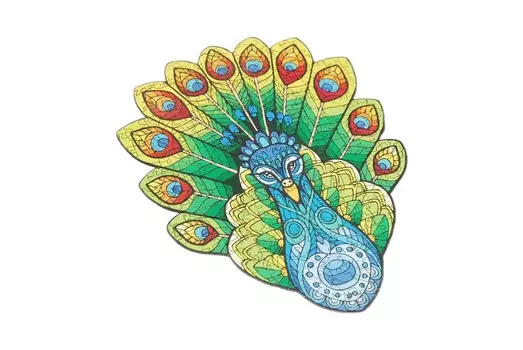 Деревянный пазл Премиум Эко Пазл Павлин 152 детали. Размер А4 Drewyan