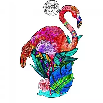 Деревянный пазл Розовый фламинго А4 Moments