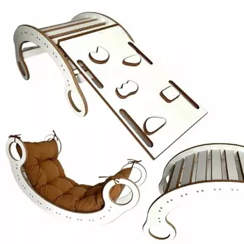 Деревянный рокер Монтессори + подушка K + стена Gugi