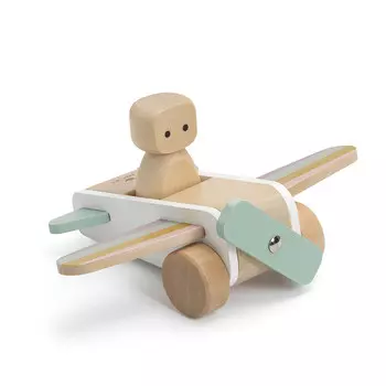 Деревянный самолет с фигуркой Микки. Micki