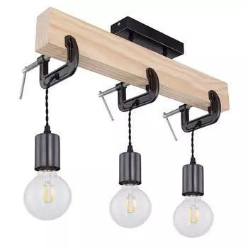 Деревянный светильник, 3 пламени, дерево, металл, черный, L 60см Globo Lighting