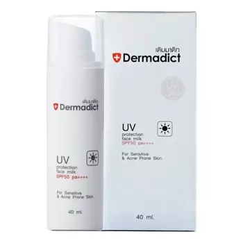 Dermadict UVProtectionFaceMilkSPF50 40мл, White ,Clear