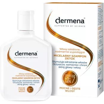 Dermena Detox мицеллярный шампунь для ослабленных волос, чрезмерно выпадающих, 200 мл