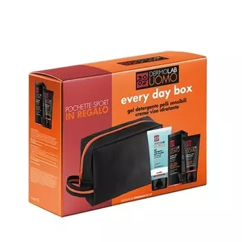 Dermolab Men Every Day Box с очищающим гелем для лица 150 мл и увлажняющим кремом 50 мл с гиалуроновой кислотой и алоэ вера