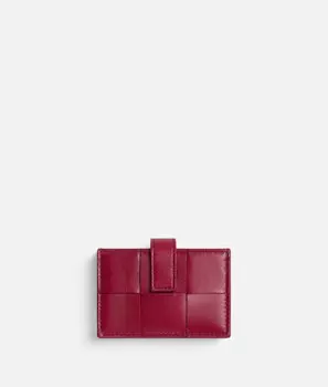 Держатель для карт-аккордеона в виде кассеты Bottega Veneta, персиковый/темно-красный
