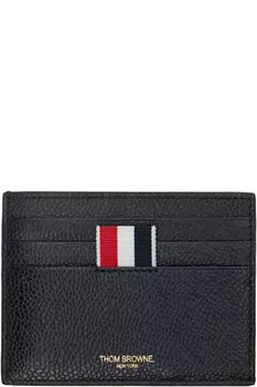 Держатель для карт с отделением для купюр из черной зернистой фактуры Thom Browne