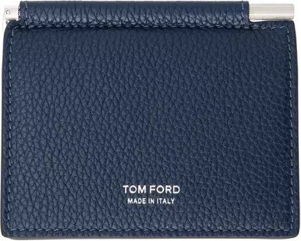 Держатель для карточек из темно-синей кожи с мелкой зернистостью TOM FORD, Denim blue