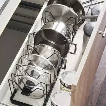 Держатель для крышки кастрюли Yamazaki, органайзер для хранения крышки кастрюли, черный