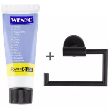 Держатель для туалетной бумаги WENKO «модель Bosio», с клеем Power-Loc, нержавеющая сталь, крепится без сверления, черный