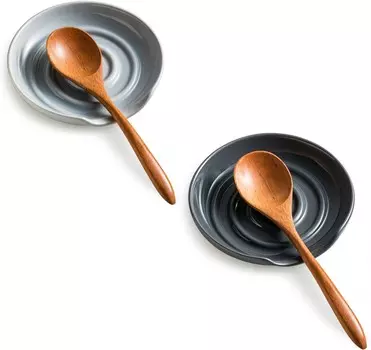 Держатель ложки, подставка для ложки с глубоким поддоном для предотвращения проливания соуса, светло-серый + темно-серый Cormomu