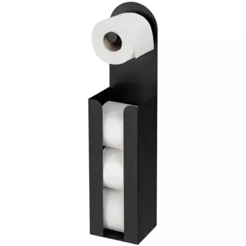 Держатель туалетной бумаги WENKO «Модель 2-в-1 Agira», стоячий или приклеиваемый, место для 3 запасных рулонов, черный