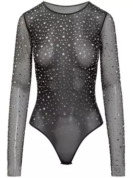 DES PHEMMES боди с кристаллами, черный