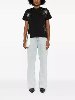 DES PHEMMES футболка с кристаллами, черный