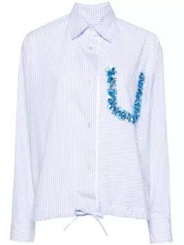 DES PHEMMES полосатая рубашка с цветочной аппликацией, синий