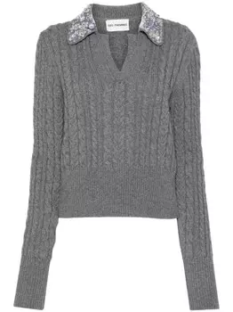 DES PHEMMES топ с цветочной аппликацией и косами, серый