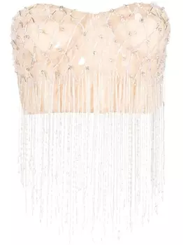 DES PHEMMES укороченный топ с кристаллами, нейтральный цвет