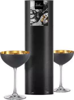 Десертная тарелка Eisch "COSMO GOLD, 250 мл", 2 предм., из хрустального стекла, украшенного 24-каратным золотом, с герметизацией под черный камень 11 см, золотисто-черный