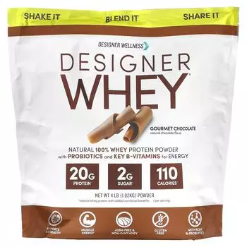 Designer Protein Designer сыворотка Натуральный 100% сывороточный протеин Изысканный шоколад 4 фунта
