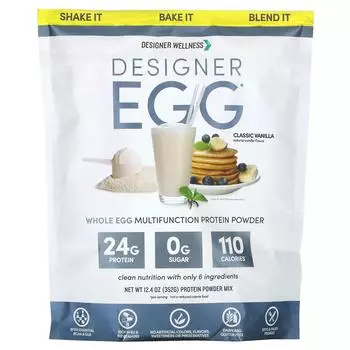 Designer Protein Totally Egg Натуральный яичный и желточный белок Классическая ваниль 12,4 унц. (352 г)