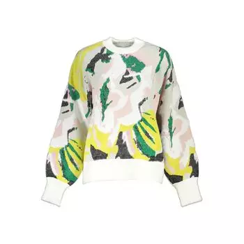 Desigual Элегантный женский свитер с высоким воротом и контрастными вставками, белый