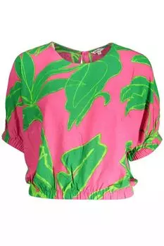 Desigual Шикарная вискозная блузка с контрастными женскими деталями, розовый
